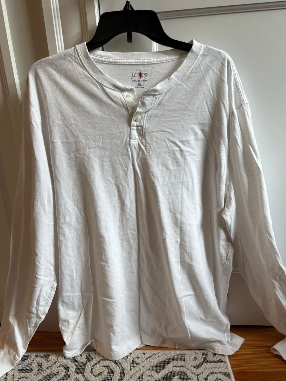 J. Crew White Long-Sleeve Henley Shirt
